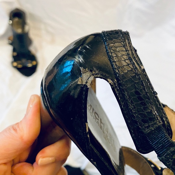 Michael Kors Black Leather Strappy Heel Size 9.5 - Picture 5 of 9